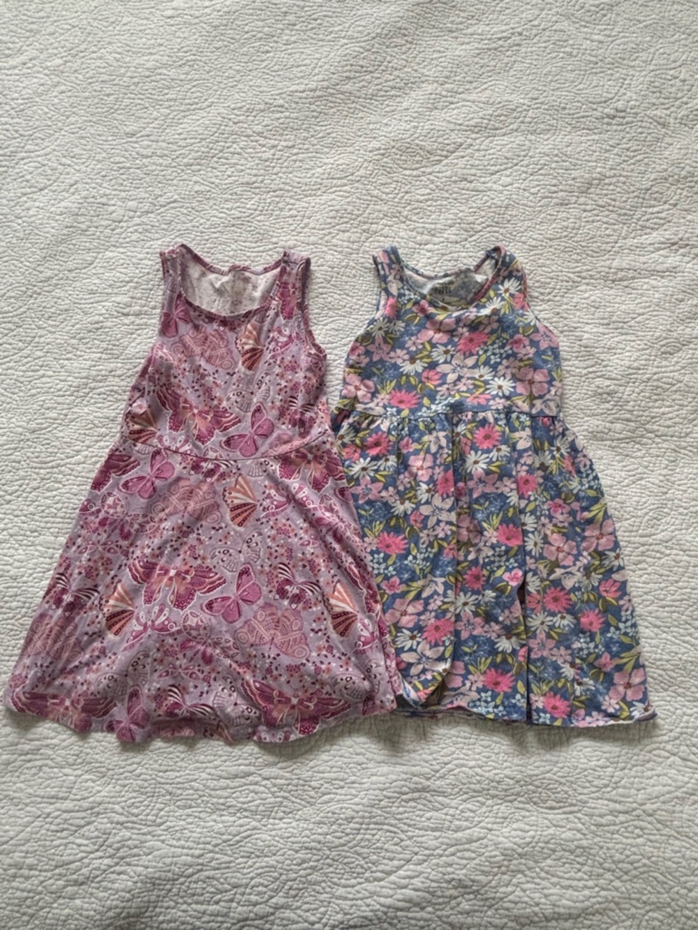 Place Girls' Pink Butterfly Dress & Blue Floral Dress